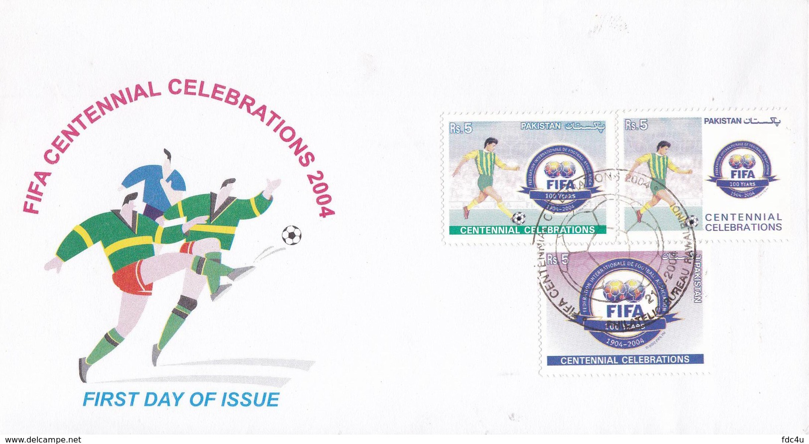 Pakistan Fdc 2004 First Day Brochure & Stamps Fifa Centennial Football Soccer - Pakistán