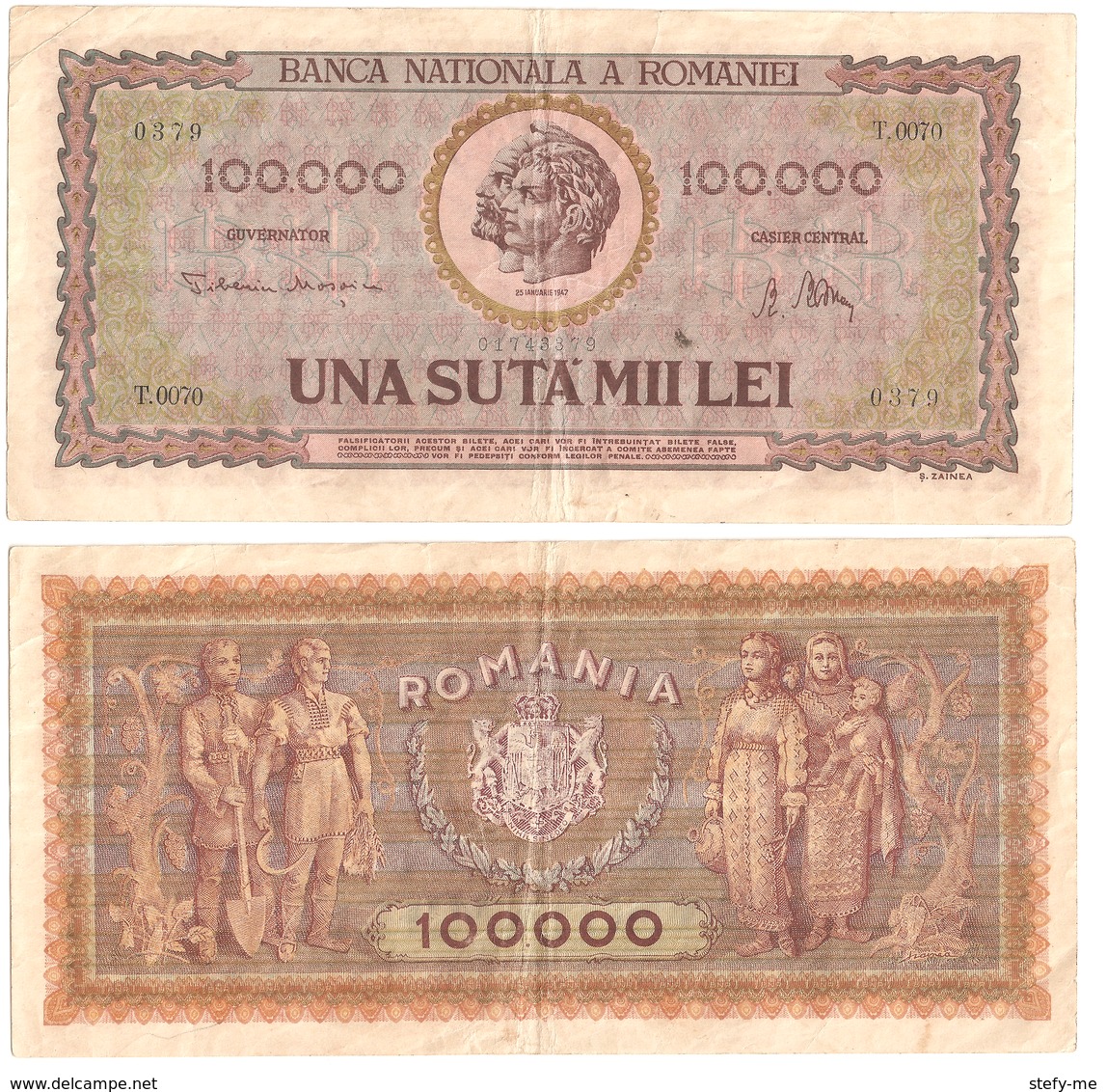 Banknote 100000 Lei 1947 -Romania - Romania