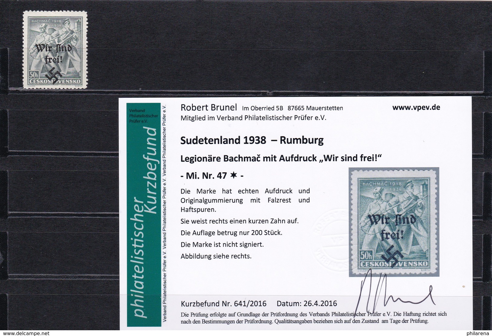 Sudetenland: MiNr. 47, * Rumburg, Legionäre Bachmac - Région Des Sudètes