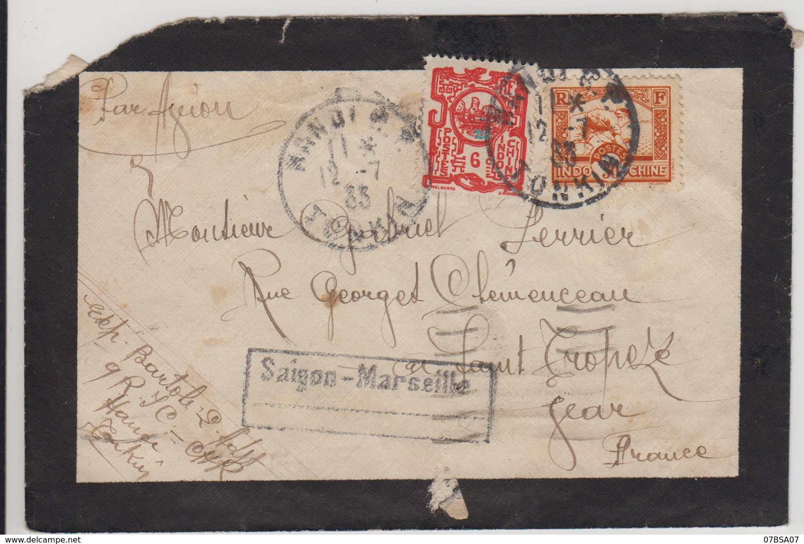 INDOCHINE ANNAM TONKIN CP 1933 HANOI R.P. TONKIN LETTRE AVION => FRANCE - Lettres & Documents