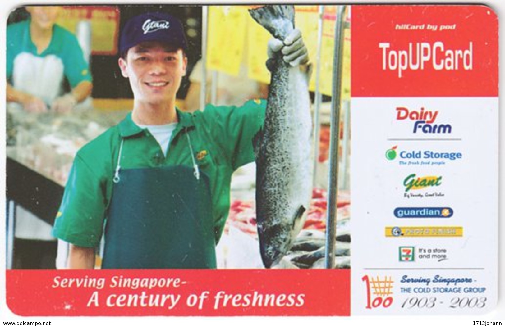 SINGAPORE B-215 Prepaid SingTel - Food, Fish - Used - Singapore