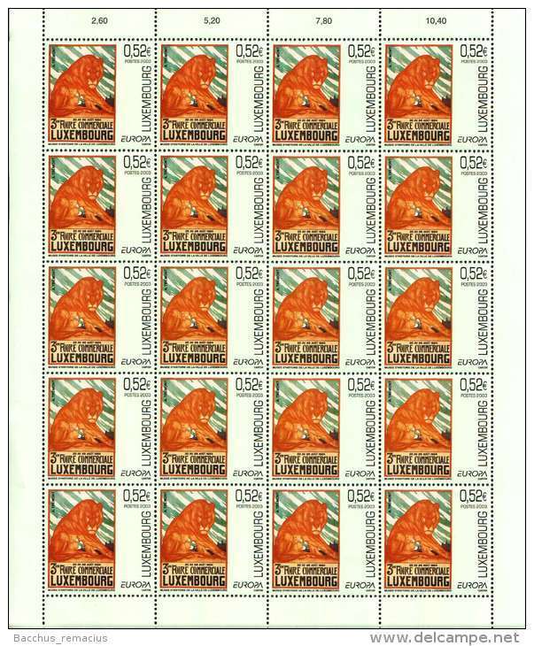 Luxembourg Feuille De 20 Timbres à 0,52 Euro. EUROPA 2003.L'Art Sur Affiches. Kunst Auf Plakaten. - Ganze Bögen