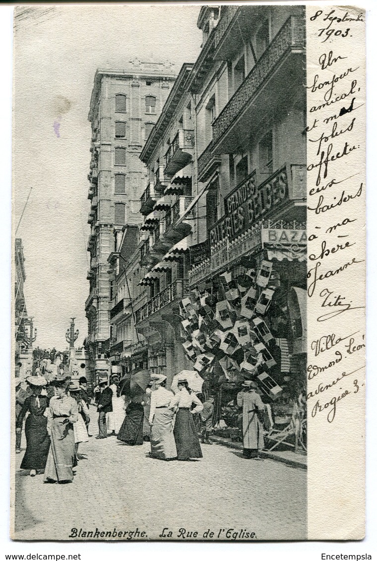 CPA - Carte Postale - Belgique - Blankenberghe - La Rue De L'Eglise - 1903 (B9091) - Blankenberge