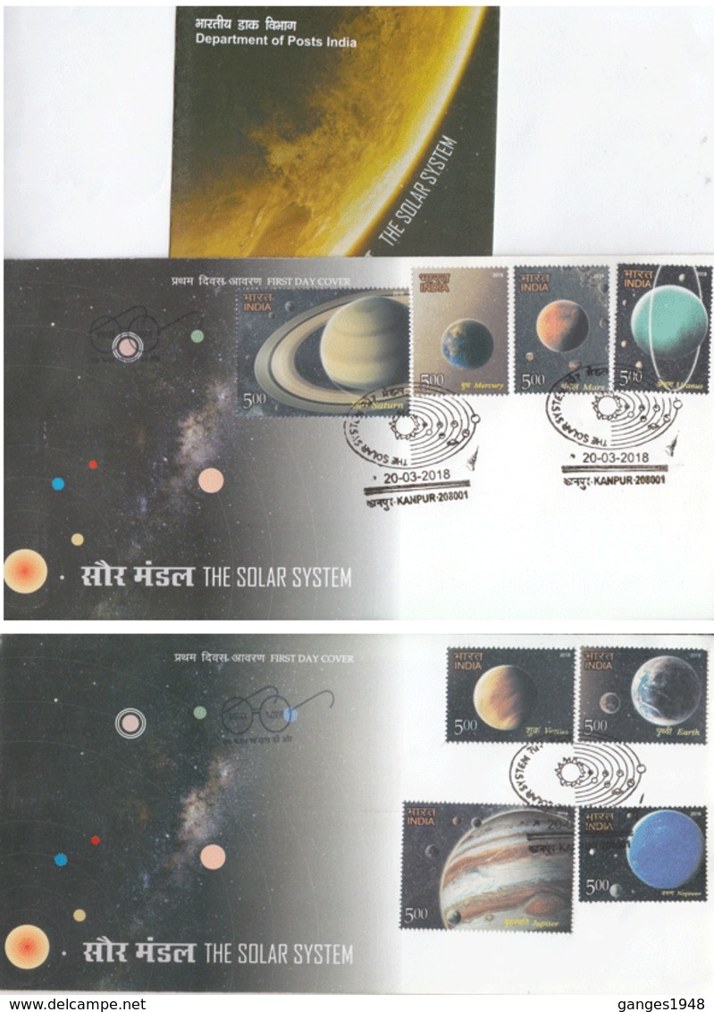 India  2018 Solar System 8v  Kanpur 2  First Day Covers  # 20144  D  Inde Indien - Astronomy