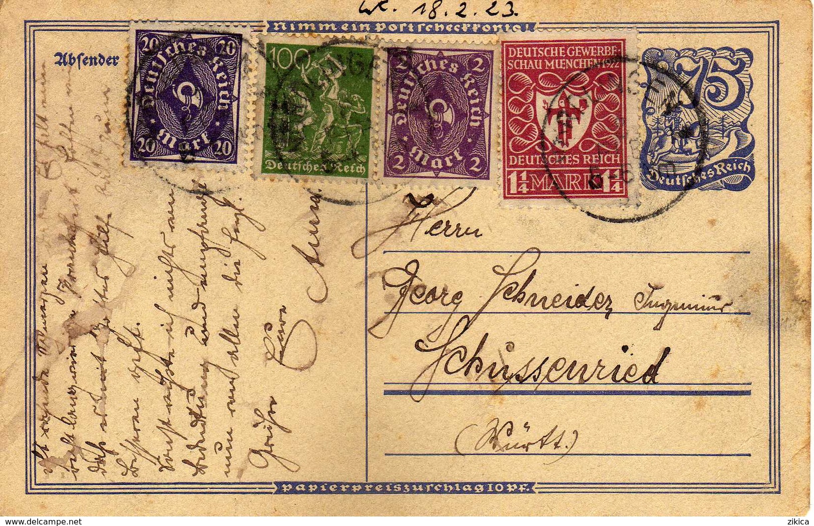 Germany > [3] Empire > Stamped Stationery 1923 Nordlingen - Altri & Non Classificati