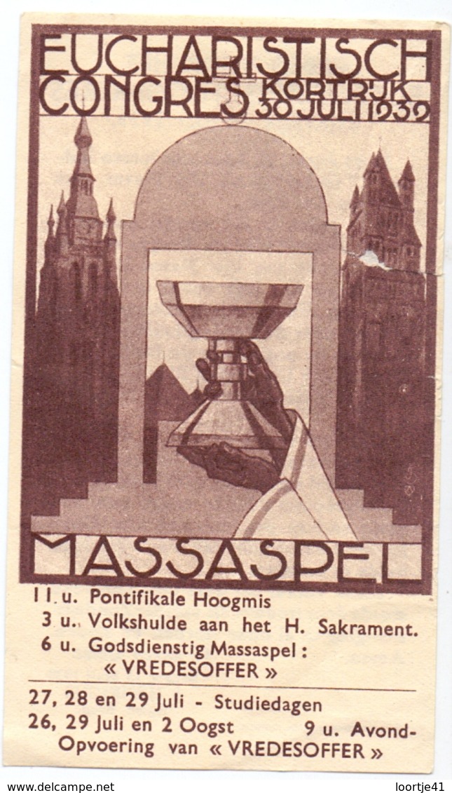 Devotie - Devotion - Prentje - Eucharistisch Congres - Massaspel Kortrijk 1939 - Devotieprenten