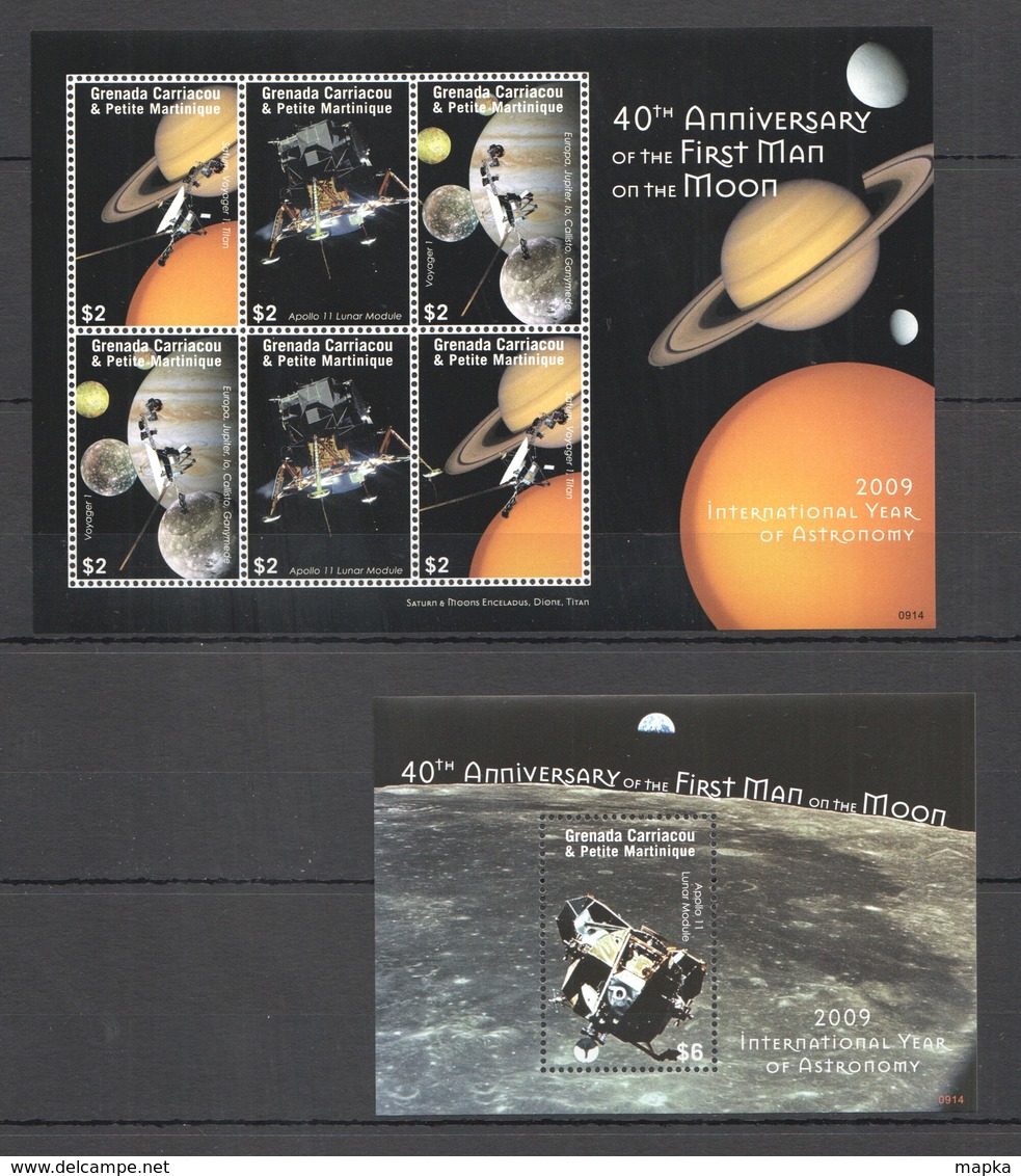 B818 2009 GRENADA CARRIACOU SPACE 40TH ANNIVERSARY FIRST MAN ON MOON 1KB+1BL MNH - Andere & Zonder Classificatie