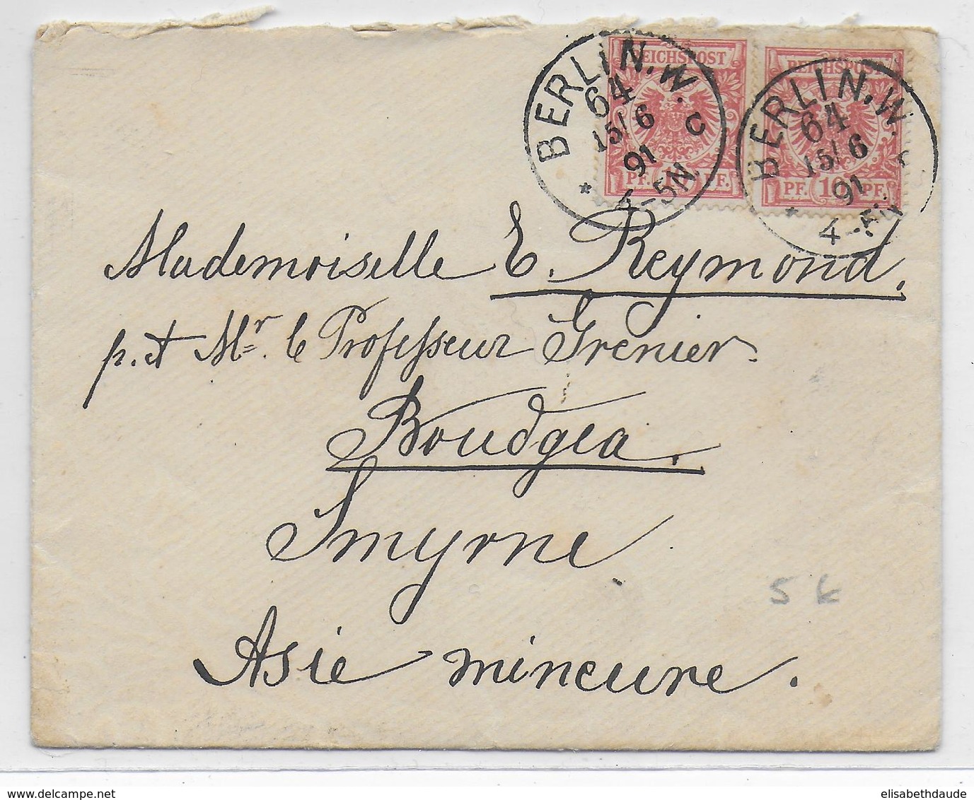 1891 - ENVELOPPE PETIT FORMAT De BERLIN => BOUDGEA SMYRNE (TURQUIE) - Briefe U. Dokumente