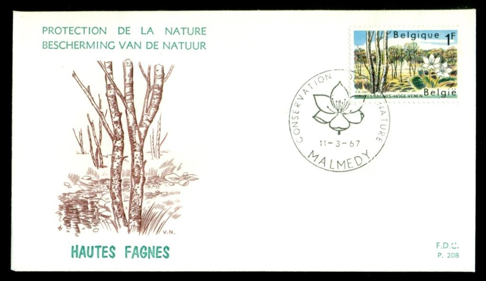 FDC 1408 Environnement Hautes Fagnes. Malmedy 11-3-1967. - 1961-1970
