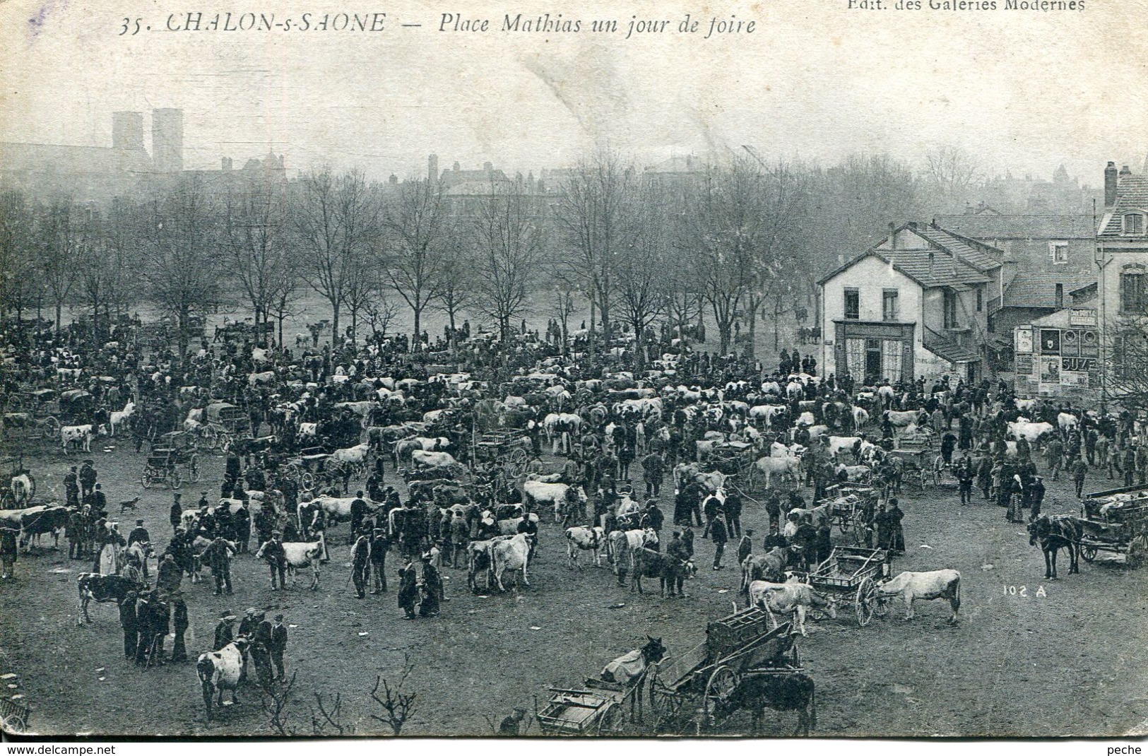 N°73545 -cpa Chaon Sur Saône -place Mathias Un Jour De Foire- - Fairs