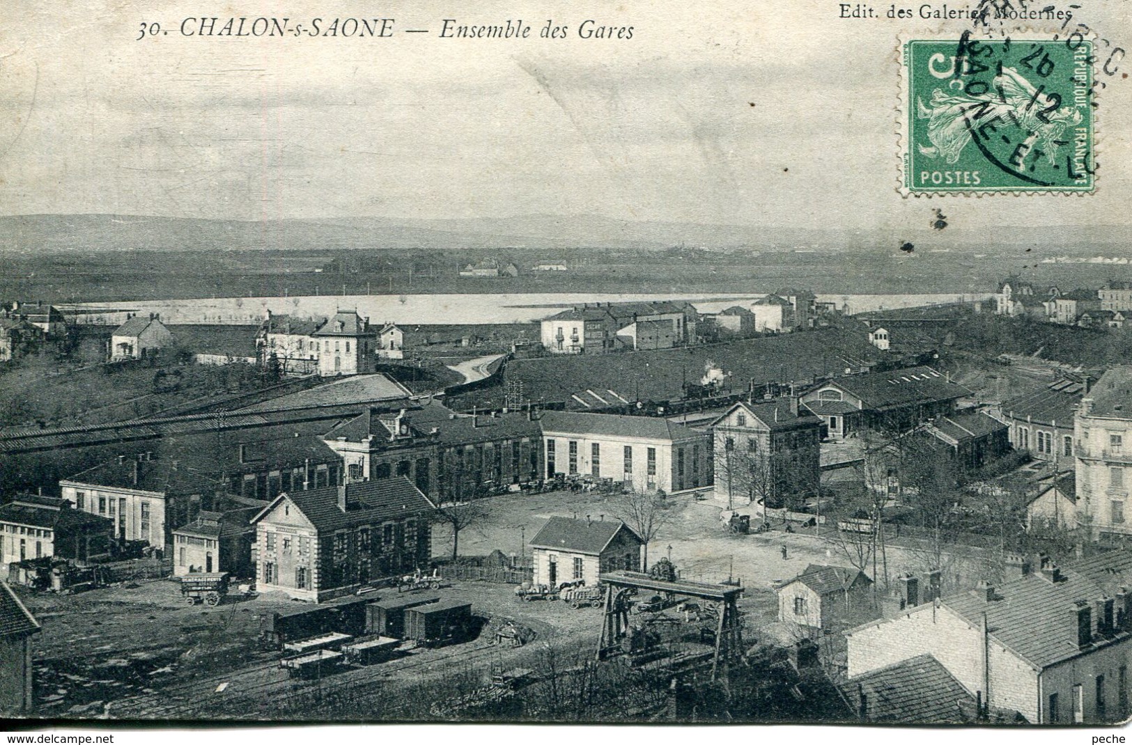 N°73546 -cpa Chalon Sur Saône -ensemble Des Gares- - Chalon Sur Saone