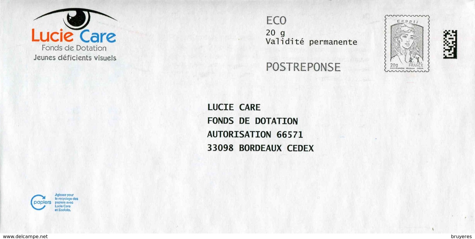 POSTREPONSE ECO "LUCIE CARE" (Pas D'Annotation Au Verso) - Prêts-à-poster: Réponse /Ciappa-Kavena