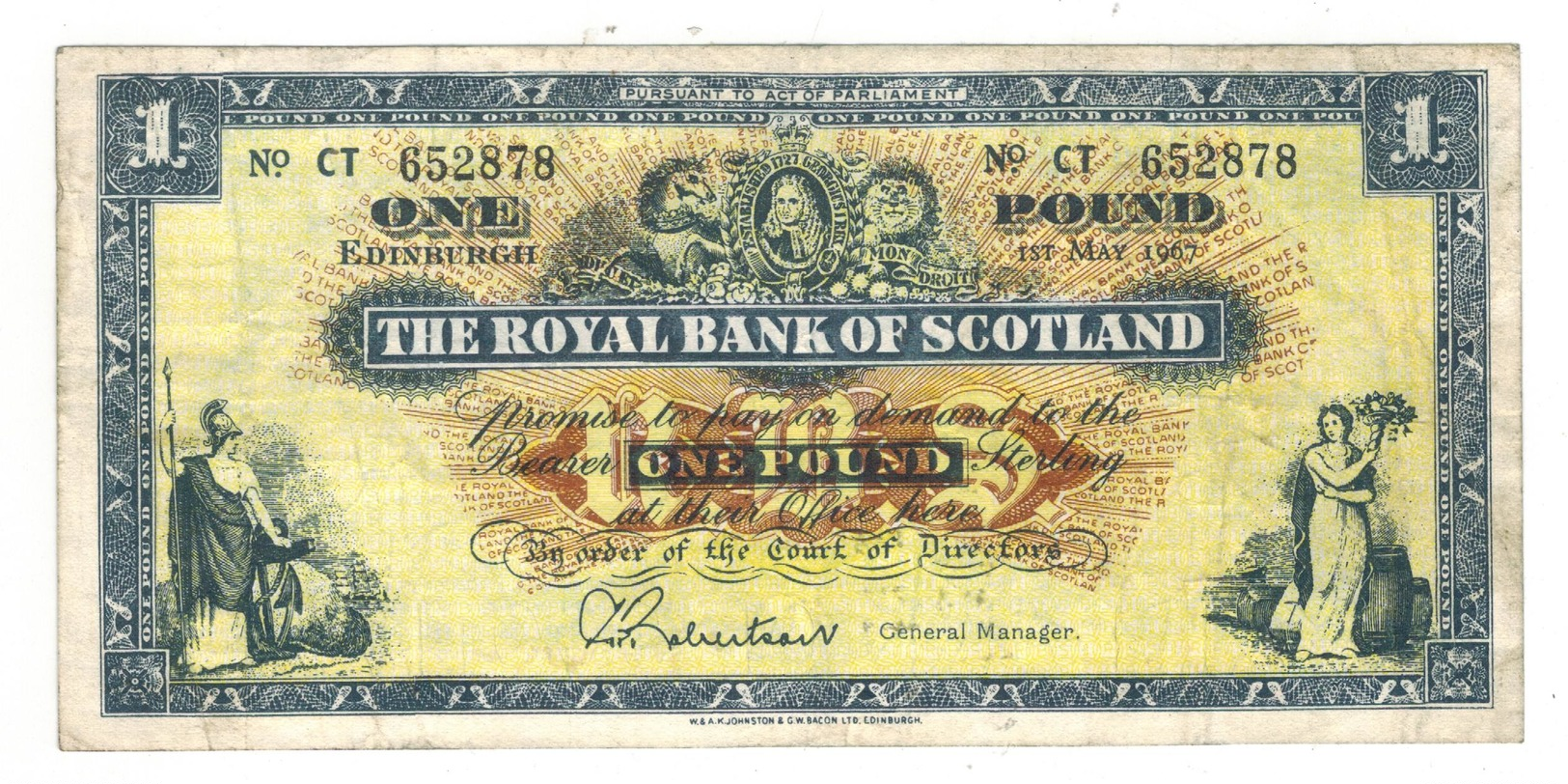 Scotland 1 Pound 1967, VF+. - 1 Pond