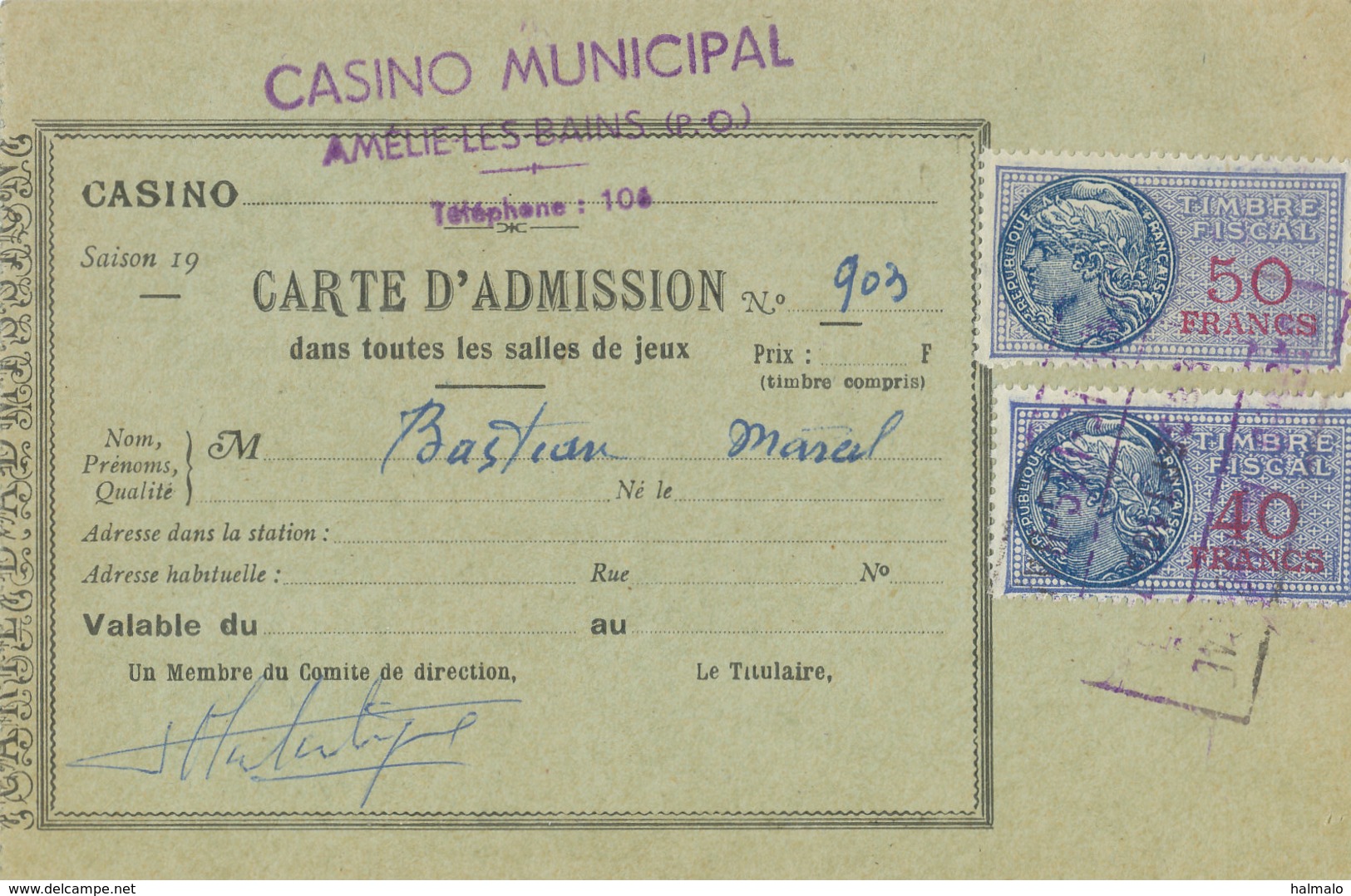 PAIRE DE CARTES CASINO MUNICIPAL D'ANNECY Roulette Baccara - 1957 -  F-01 - Altri & Non Classificati