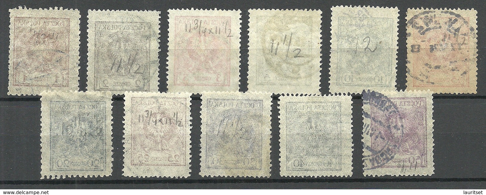 POLEN Poland 1924 Michel 201 - 211 O Various Perforations - Usados