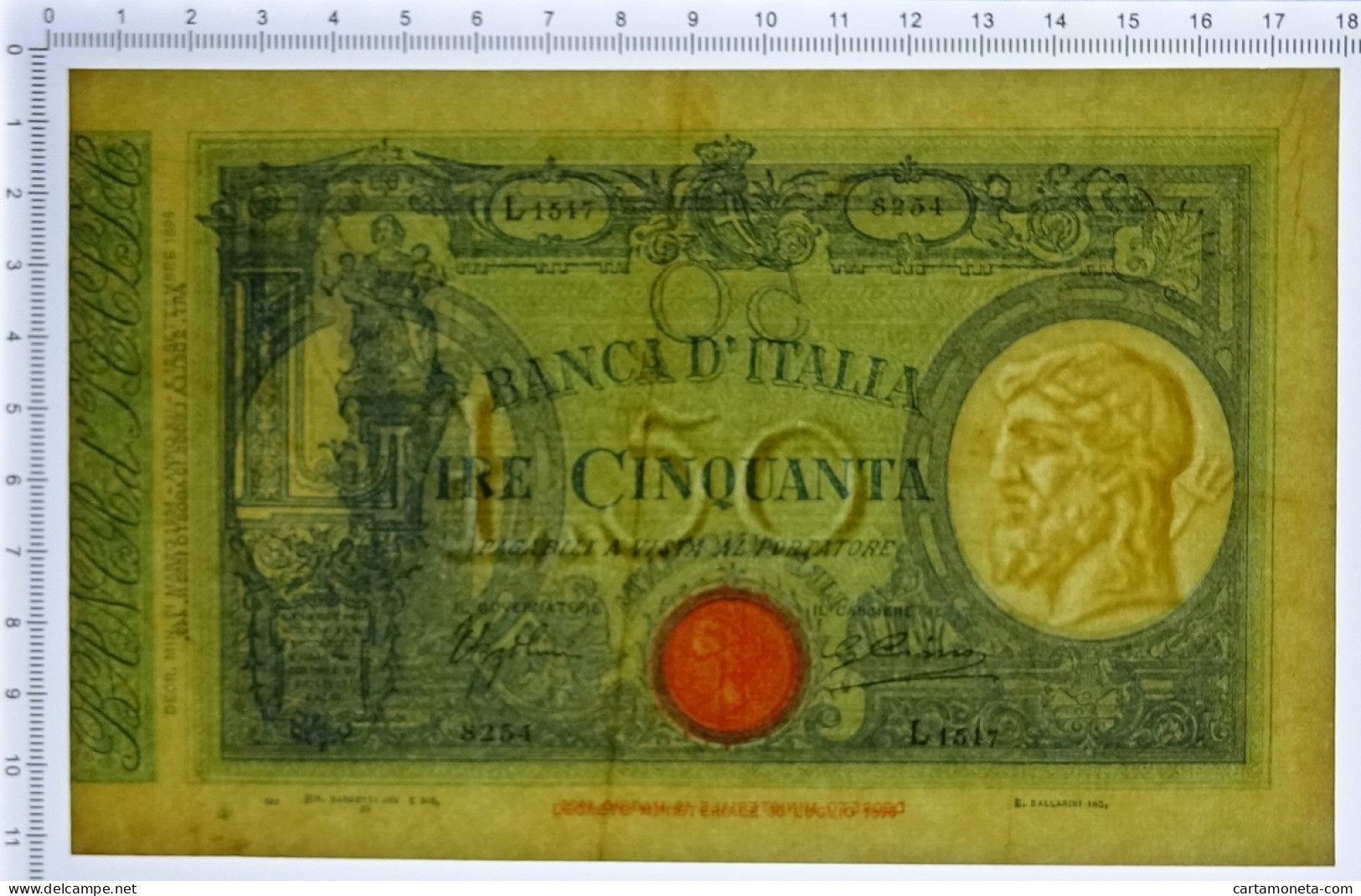 50 LIRE BARBETTI GRANDE L MATRICE LATERALE TESTINA FASCIO 21/03/1934 SPL/SPL+ - Regno D'Italia – Other