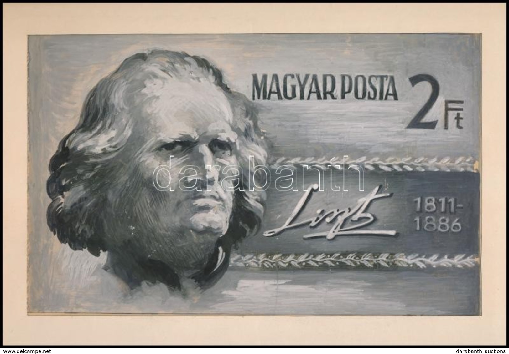 1956 Légrády Sándor Liszt Ferenc Bélyegterv, 260 Mm X 165 Mm - Other & Unclassified