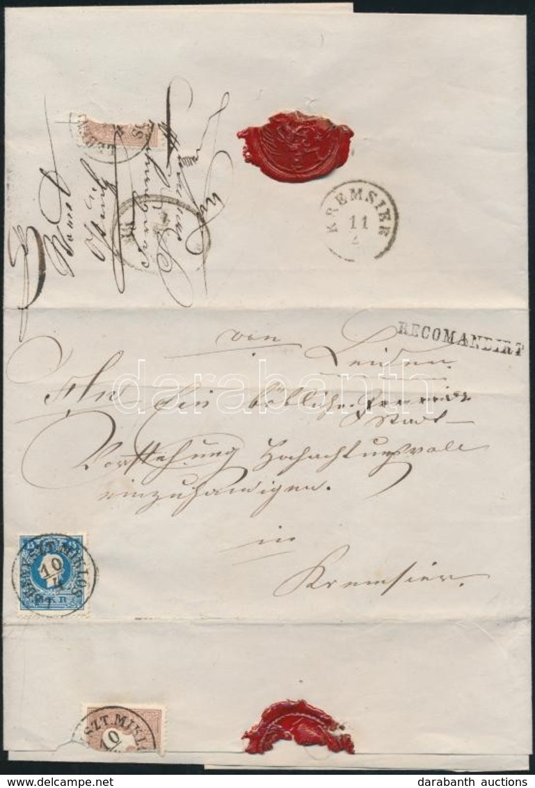 1861 15kr II. (ritka Varrat Vízjellel) + A Hátoldalon Kettétépett 10kr Ajánlott Levélen 'LÉBÉNY SZT. MIKLÓS' + 'RECOMAND - Altri & Non Classificati