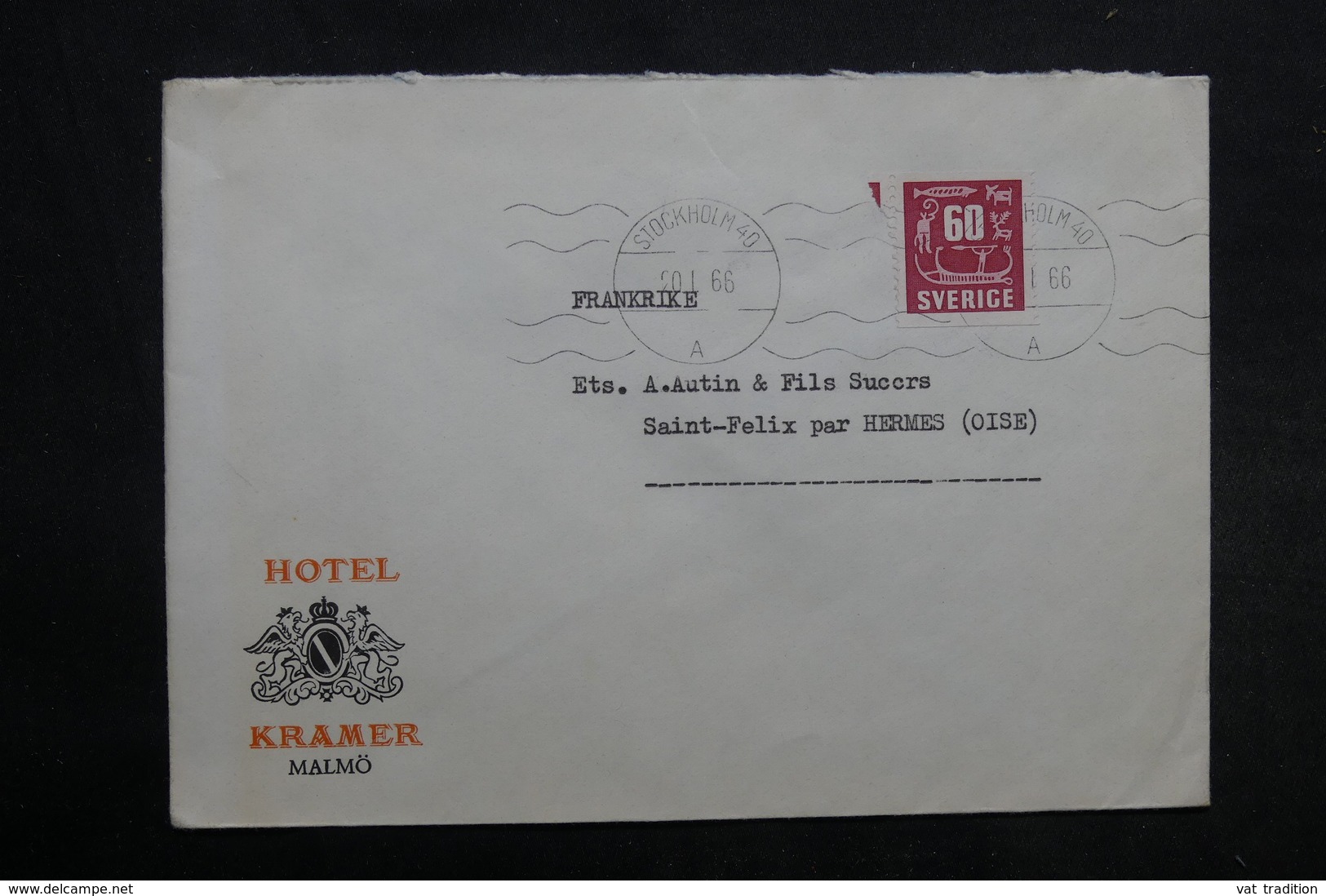 SUÈDE - Enveloppe D 'Hôtel De Malmö Pour La France En 1966 - L 33387 - Cartas & Documentos