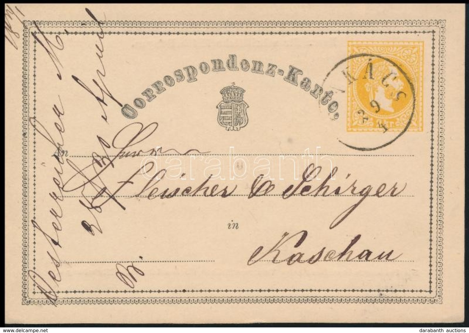 1869 2kr Díjjegyes Levelezőlap Luxus 'MUNKÁCS' (Kárpátalja) Bélyegzéssel R! - Altri & Non Classificati