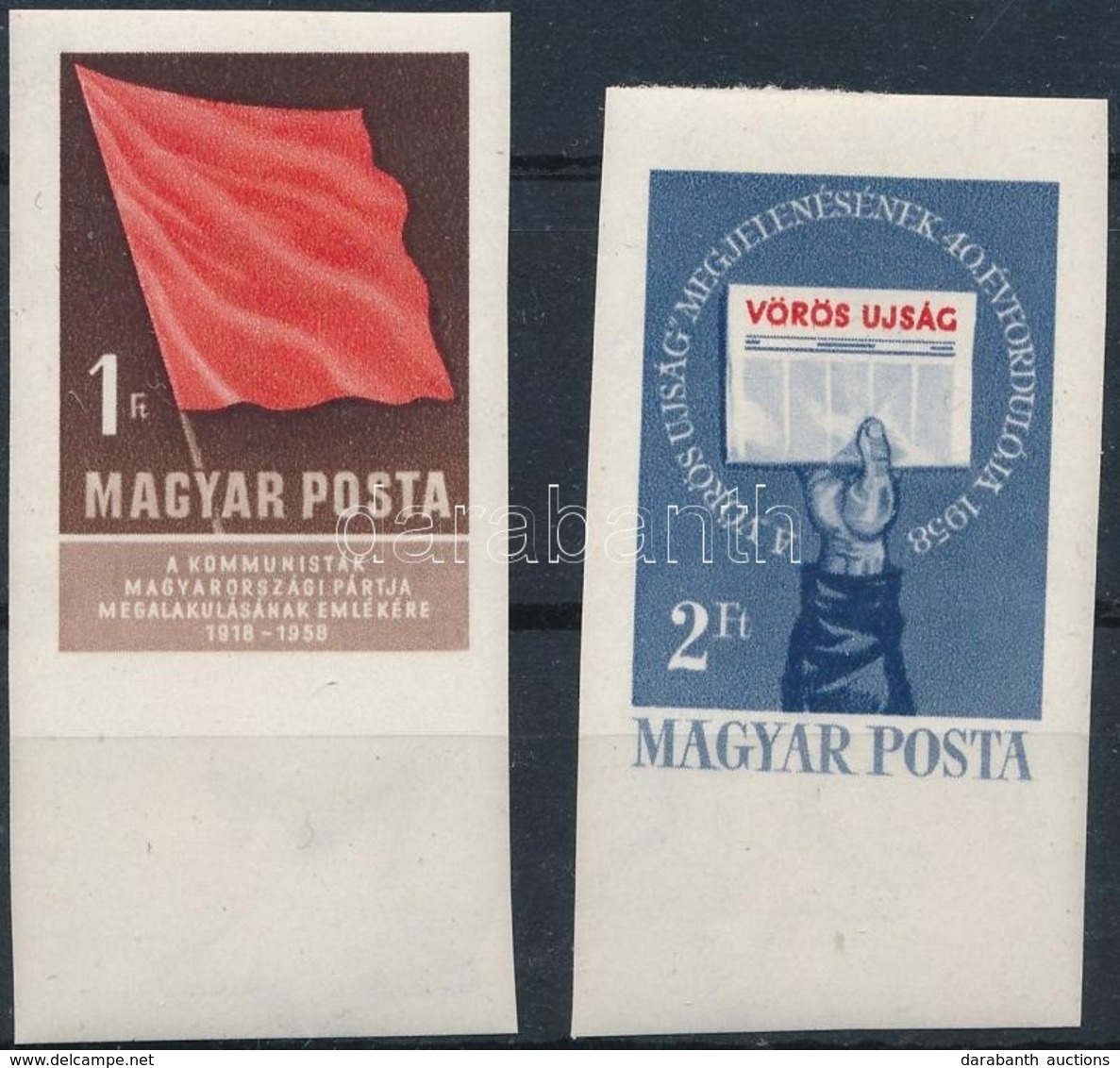 ** 1958 Kommunisták Magyarországi Pártja (I.) ívszéli Vágott Sor (4.000) - Altri & Non Classificati