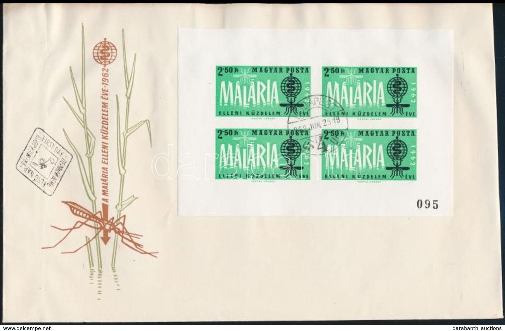 1962 Malária (II.) Vágott Kisív FDC-n (7.000) - Altri & Non Classificati