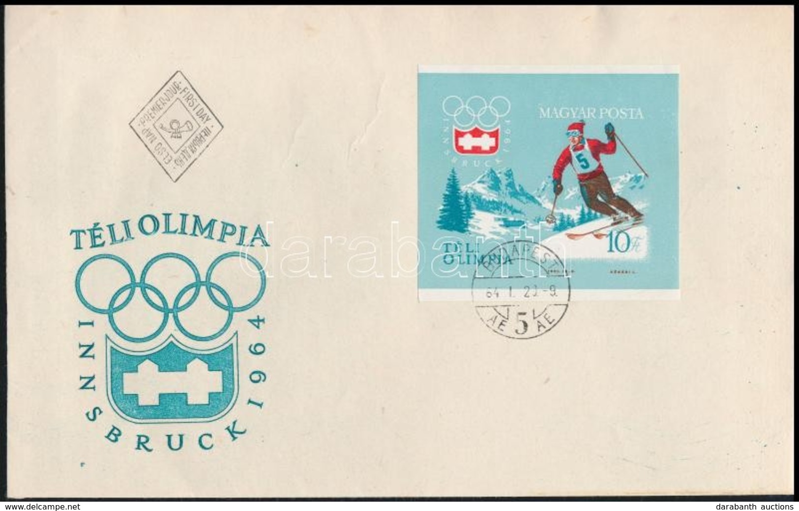 1964 Téli Olimpia Innsbruck Vágott Blokk FDC-n (6.000) - Altri & Non Classificati