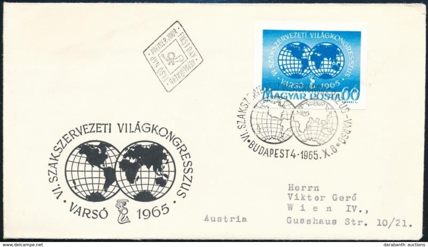 1965 Varsói Szakszervezeti Kongresszus Vágott Bélyeg FDC-n - Altri & Non Classificati