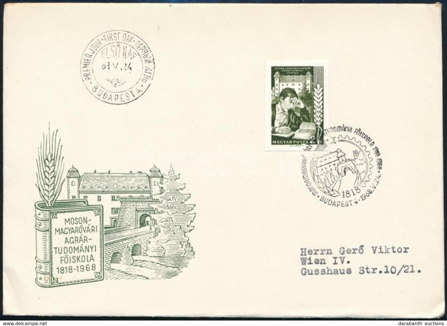 1968 Évfordulók Mosonmagyaróvár Vágott FDC - Altri & Non Classificati