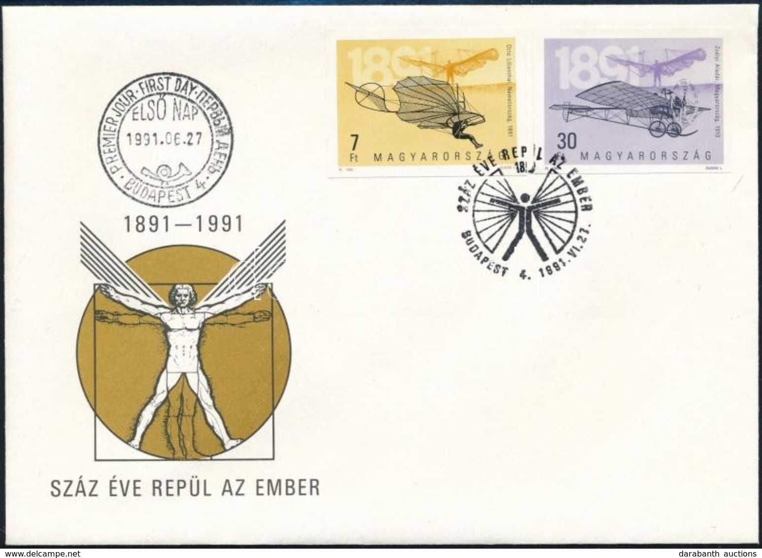 1991 Száz éve Repül Az Ember Vágott FDC (5.000) - Sonstige & Ohne Zuordnung