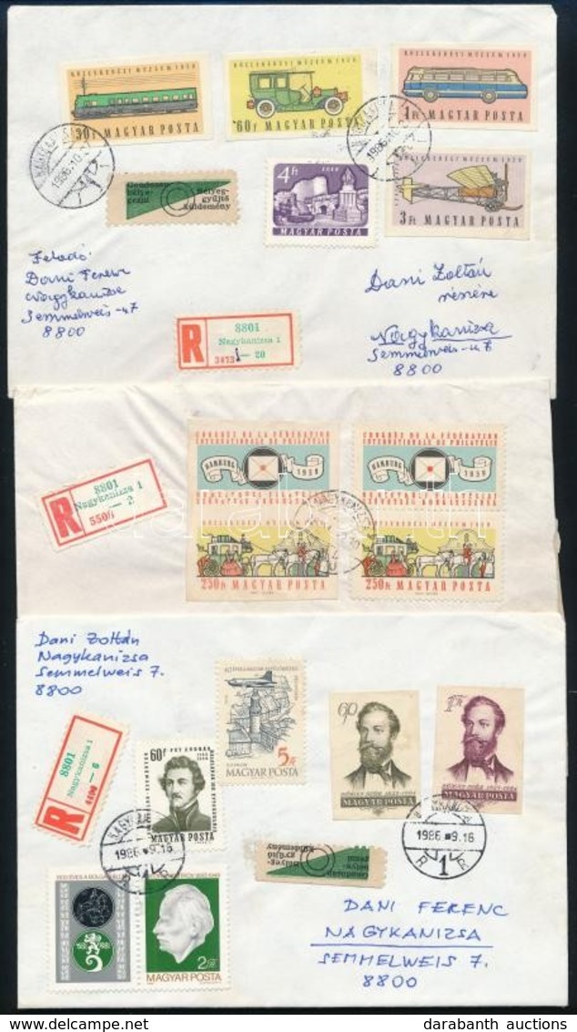 Az 1940-es, 1950-es évek Vágott Sorai, Bélyegei Később Futott, De Tarifahelyes, Főleg Ajánlott Leveleken, összesen 7 Db  - Other & Unclassified