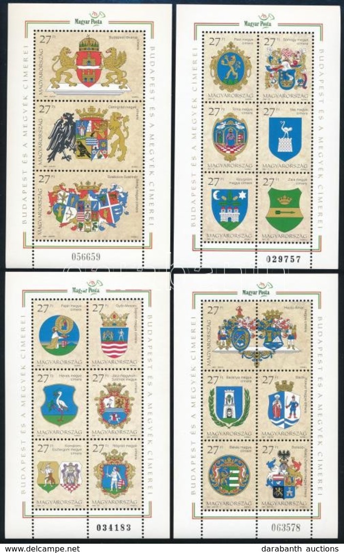 ** 1997 Budapest és A Megyék Címerei I. + II. 3-3 Db Blokkpár (12.600) - Andere & Zonder Classificatie