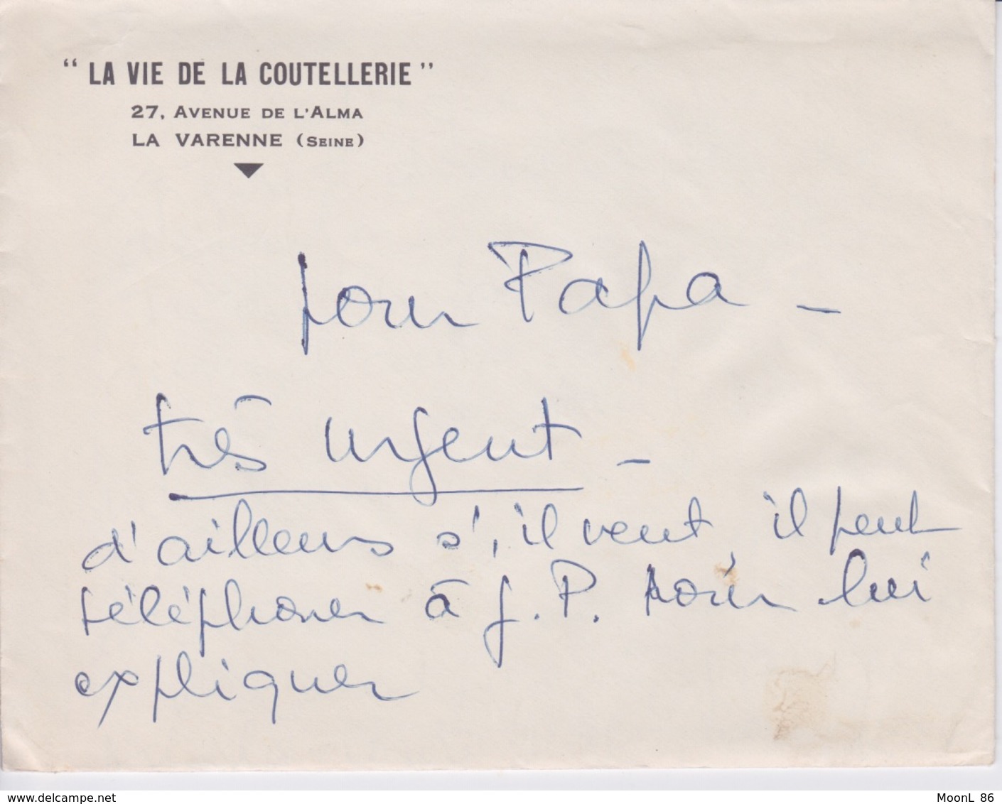 VIEUX PAPIER - LETTRE ET COURRIER -  ENTETE - LA VIE DE LA COUTELLERIE - A LA VARENNE SEINE - - Manuscrits