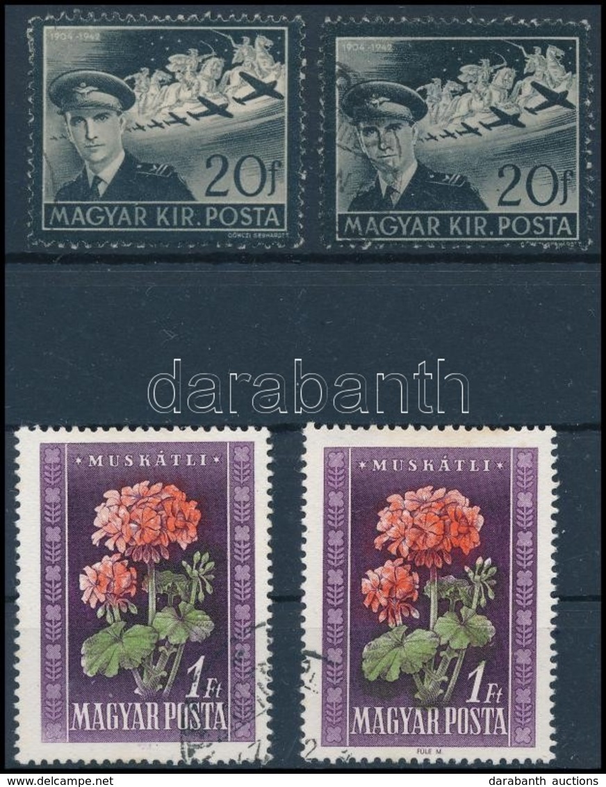 O 1942-1950 Kormányzóhelyettesi Gyászbélyeg 9 Csillaggal + Virág I. 1Ft A Tervező Neve Alig Látszik + Támpéldányok (6.50 - Altri & Non Classificati