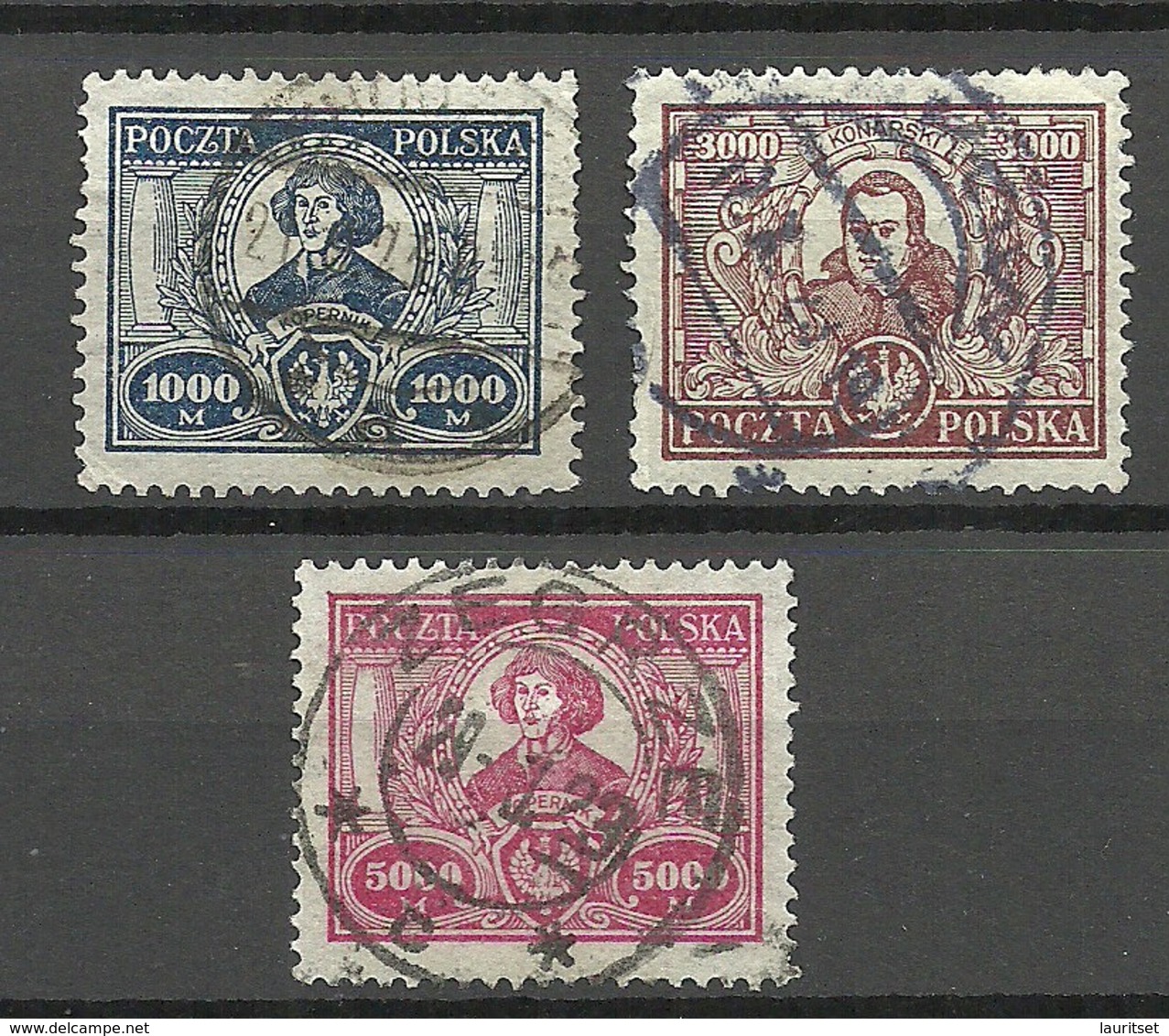 POLEN Poland 1923 Michel 182 - 184 Nikolaus Kopernikus Copernik O - Oblitérés