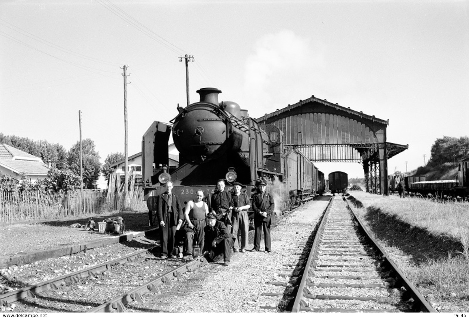 Nérac. Locomotive 230 G 347. Train "MV" Riscle - Port-Sainte-Marie - Agen. Cliché Jacques Bazin. 30-07-1959 - Trains