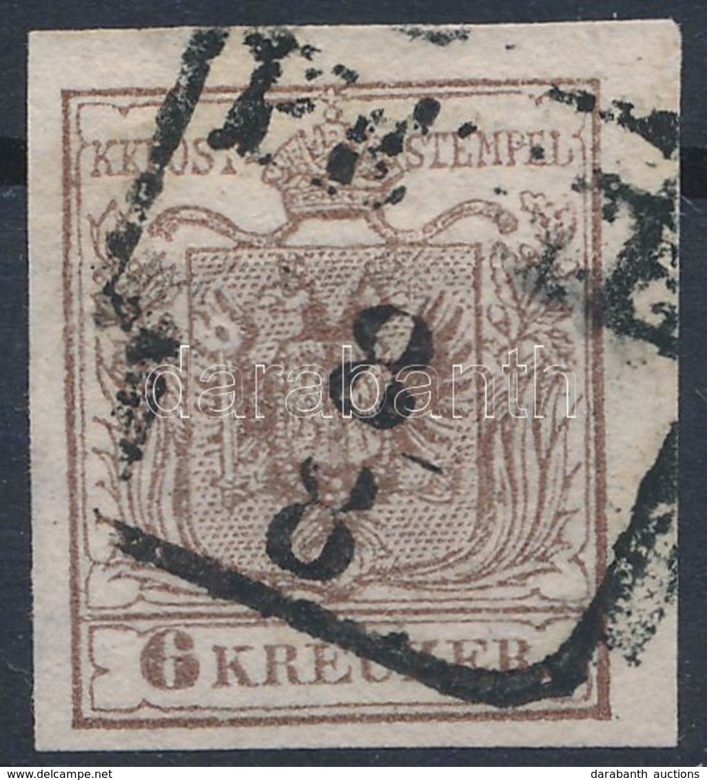 O 1850 6kr HP I Sötét Szürkésbarna, Lemezhibás Bélyeg 'PESTH'. Certificate: Steiner - Altri & Non Classificati