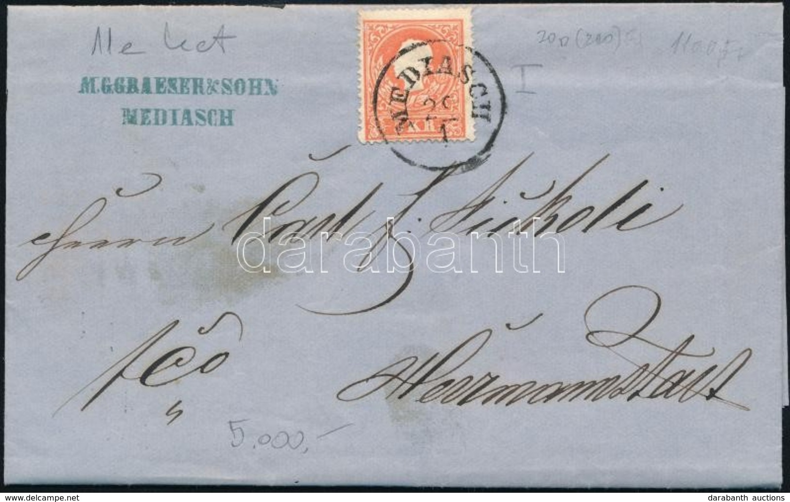 1859 Levél 5kr Bérmentesítéssel 'MEDIASCH' - 'HERMANNSTADT' - Andere & Zonder Classificatie