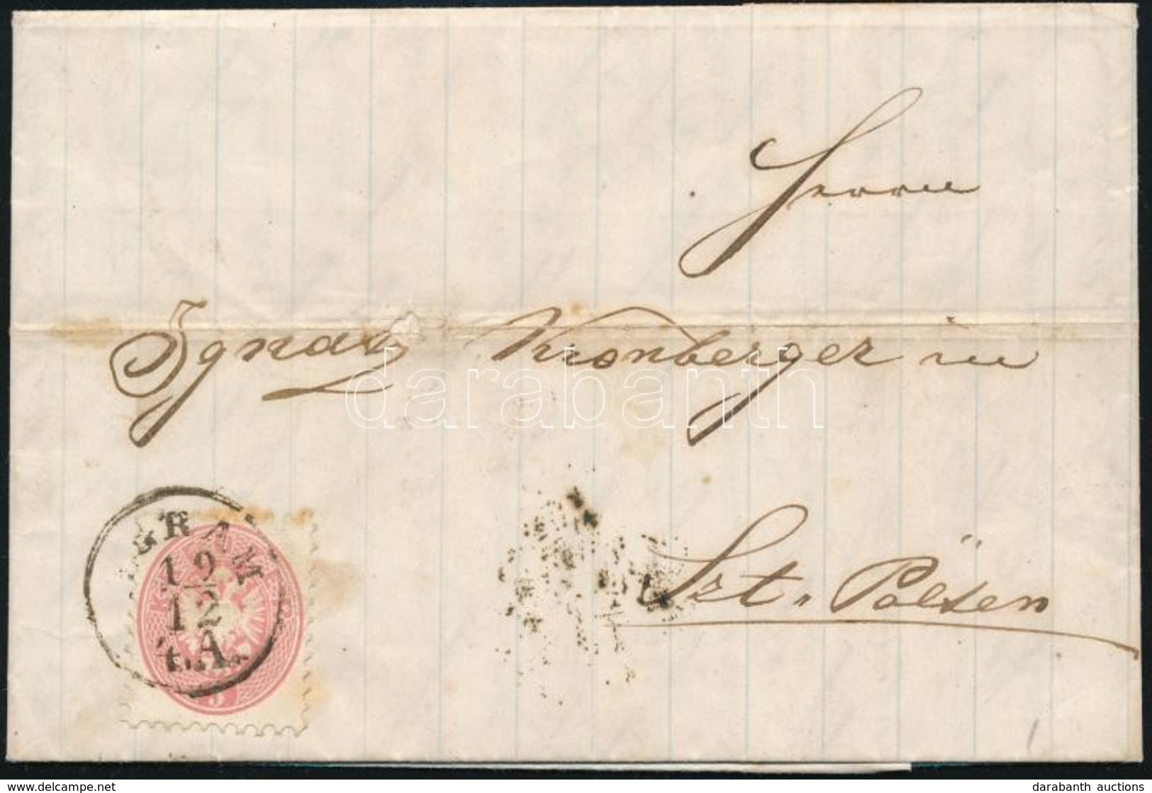 1866 5kr Levélen ,,AGRAM' - ,,ST.PÖLTEN' (3.000) - Altri & Non Classificati