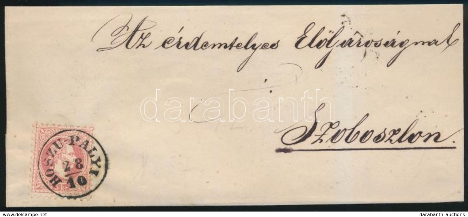 ~1870 5kr Hiányos Borítékon 'HOSZU-PALYI' - Altri & Non Classificati