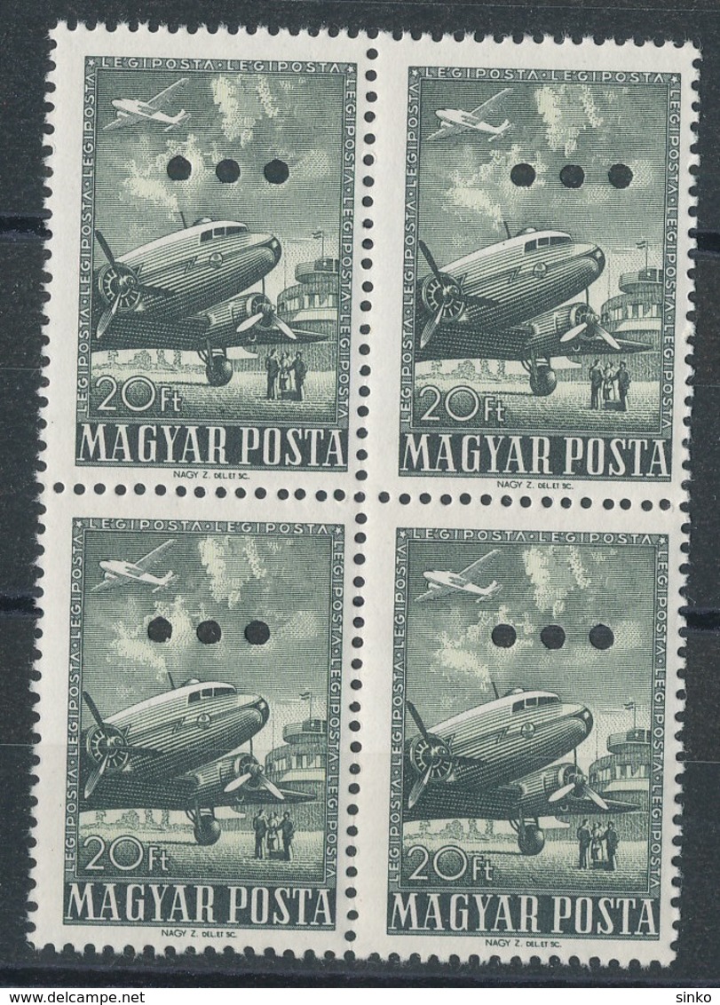 1957. The Closing Value Of The 1950. Airplane (V.) With Triple Hole Punching - Unused Stamps