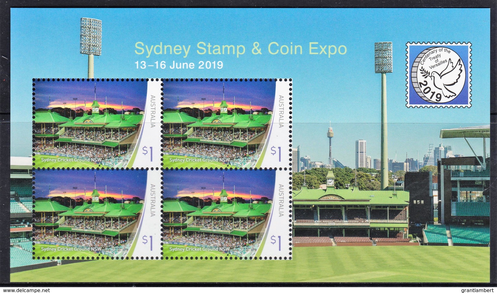 Australia 2019 Sydney Stamp & Coin Expo Sydney Cricket Ground Minisheet MNH - Ongebruikt