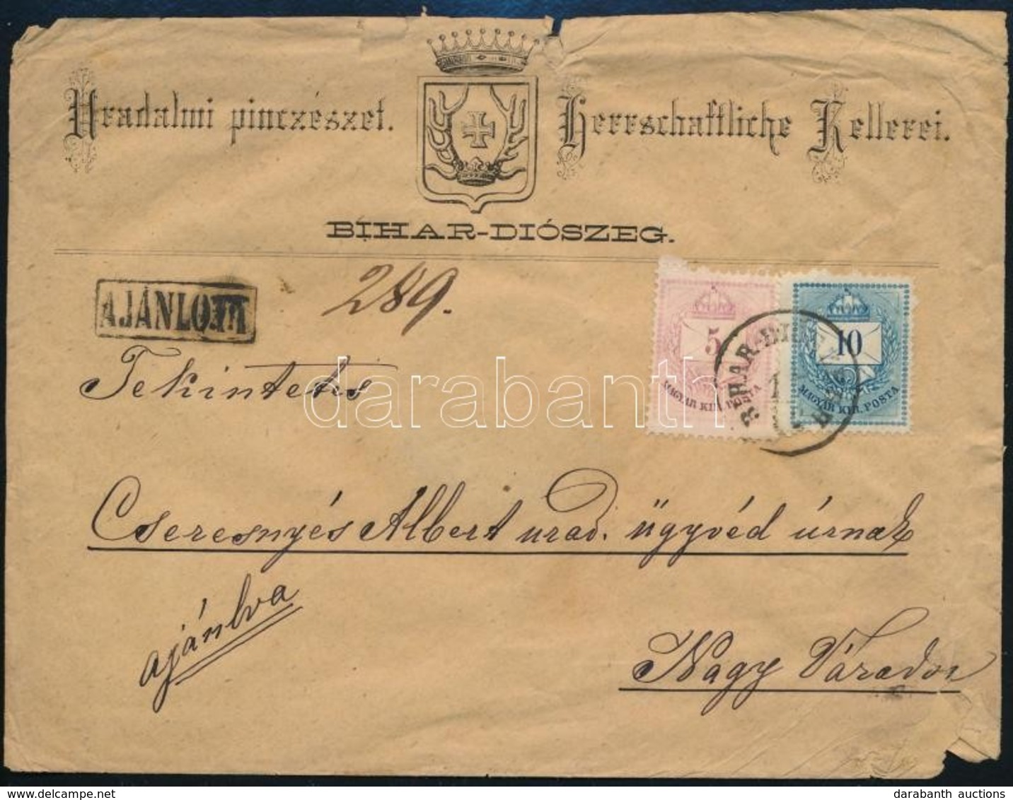 1878 Ajánlott Levél 5kr + 10kr Bélyeggel 'BIHAR-DIÓSZEG' - 'NAGYVÁRAD' - Altri & Non Classificati