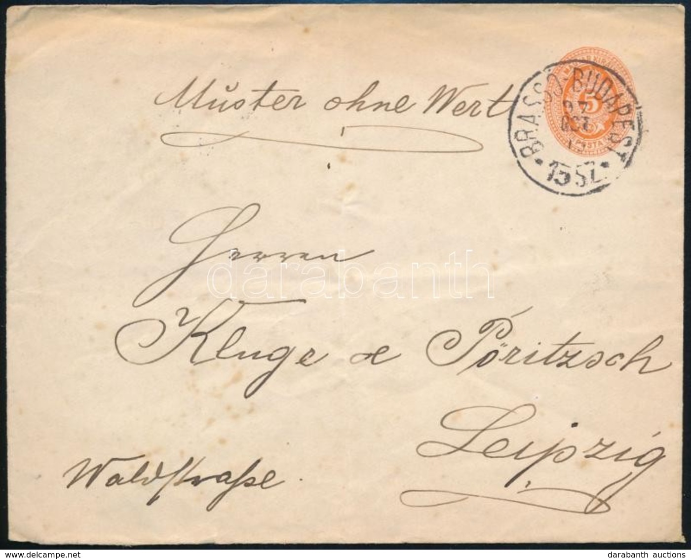 1887 Díjjegyes Levél MBK 37 B (2.000) - Altri & Non Classificati