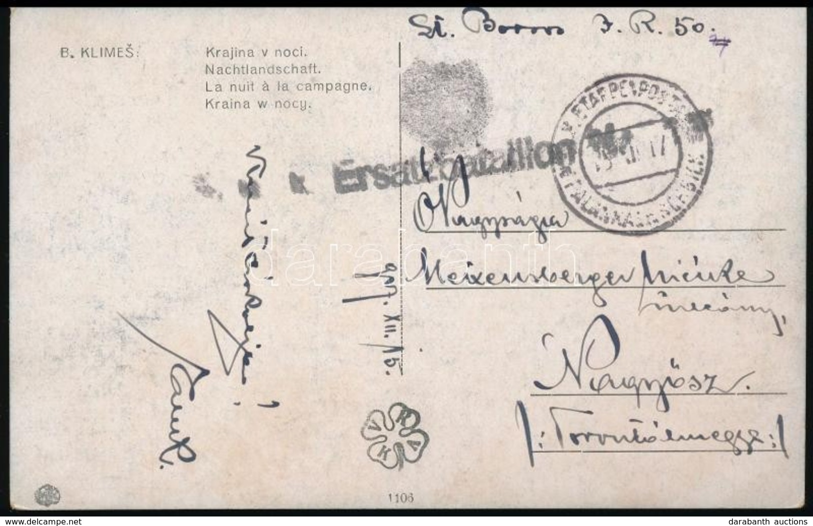 1917 Tábori Posta Képeslap 'K.u.K. Ersatzbataillon' - Altri & Non Classificati