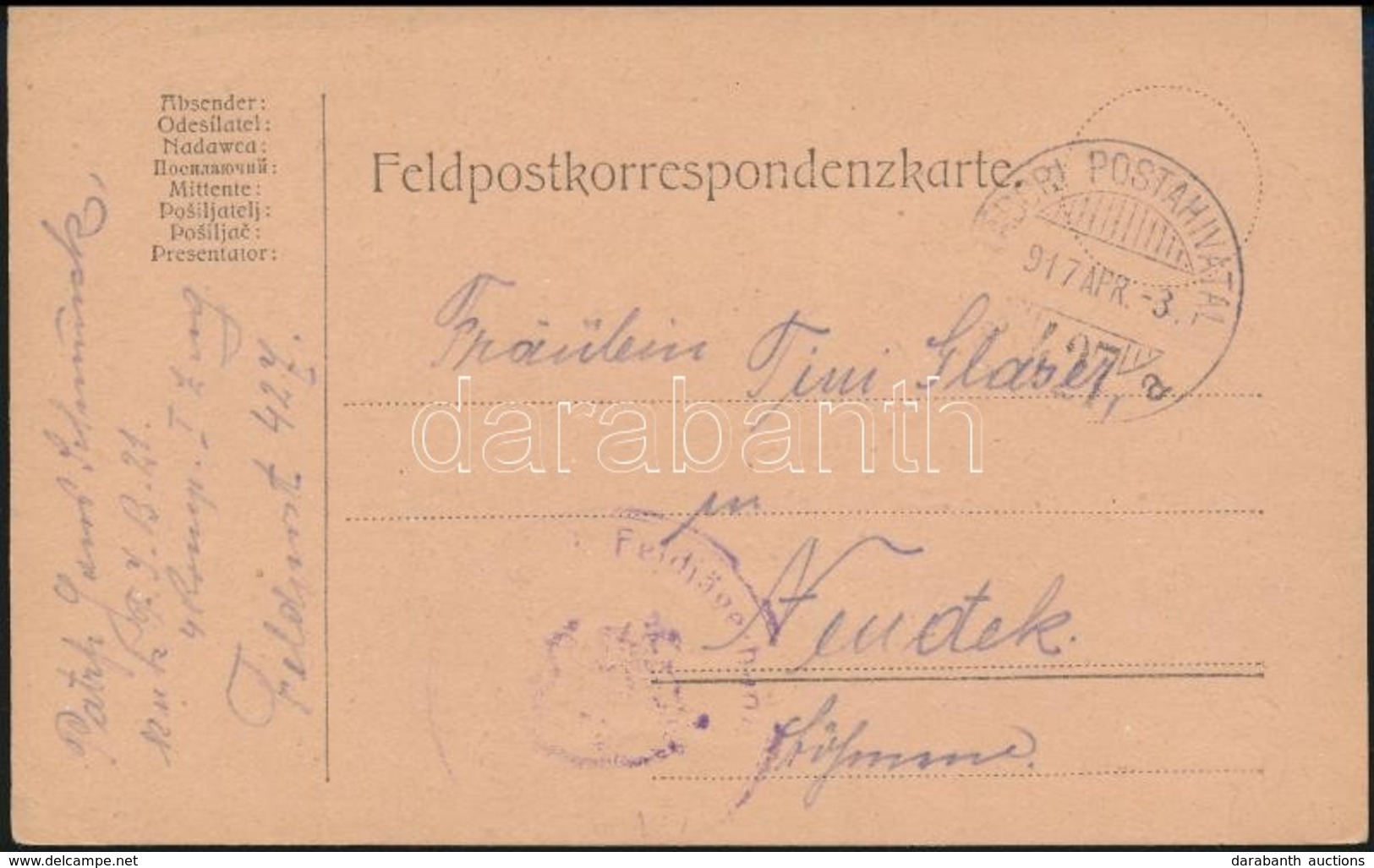 1917 Tábori Posta Levelezőlap / Field Postcard 'K.u.k. Feldjäger...' + 'TP 427 A' - Altri & Non Classificati