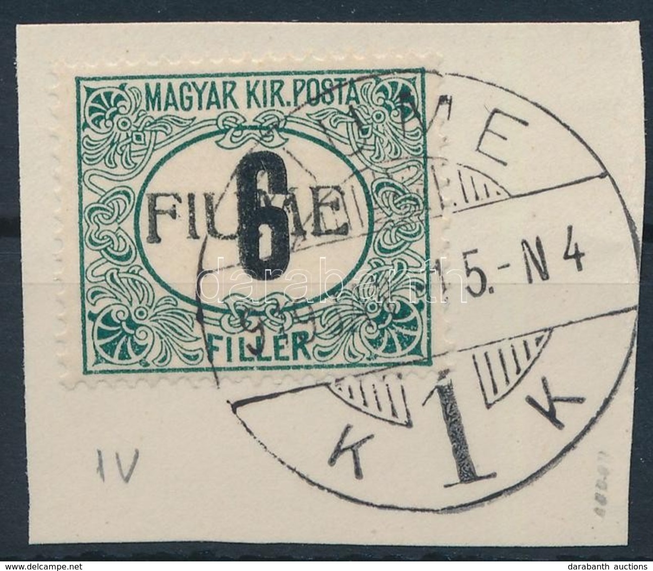 Fiume 1918 Feketeszámú Portó 6f Kézi II. Felülnyomással (45.000) / Mi P1 With Manual Overprint II. Signed: Bodor - Altri & Non Classificati