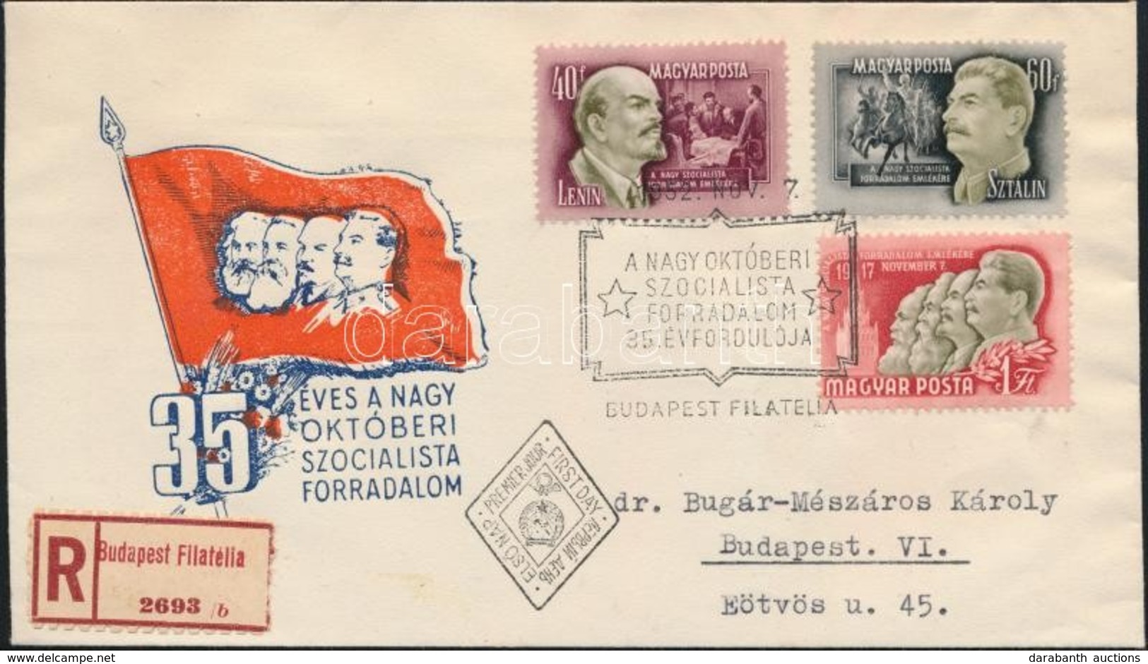 1952 Nagy Októberi Szocialista Forradalom Sor Ajánlott FDC-n - Sonstige & Ohne Zuordnung