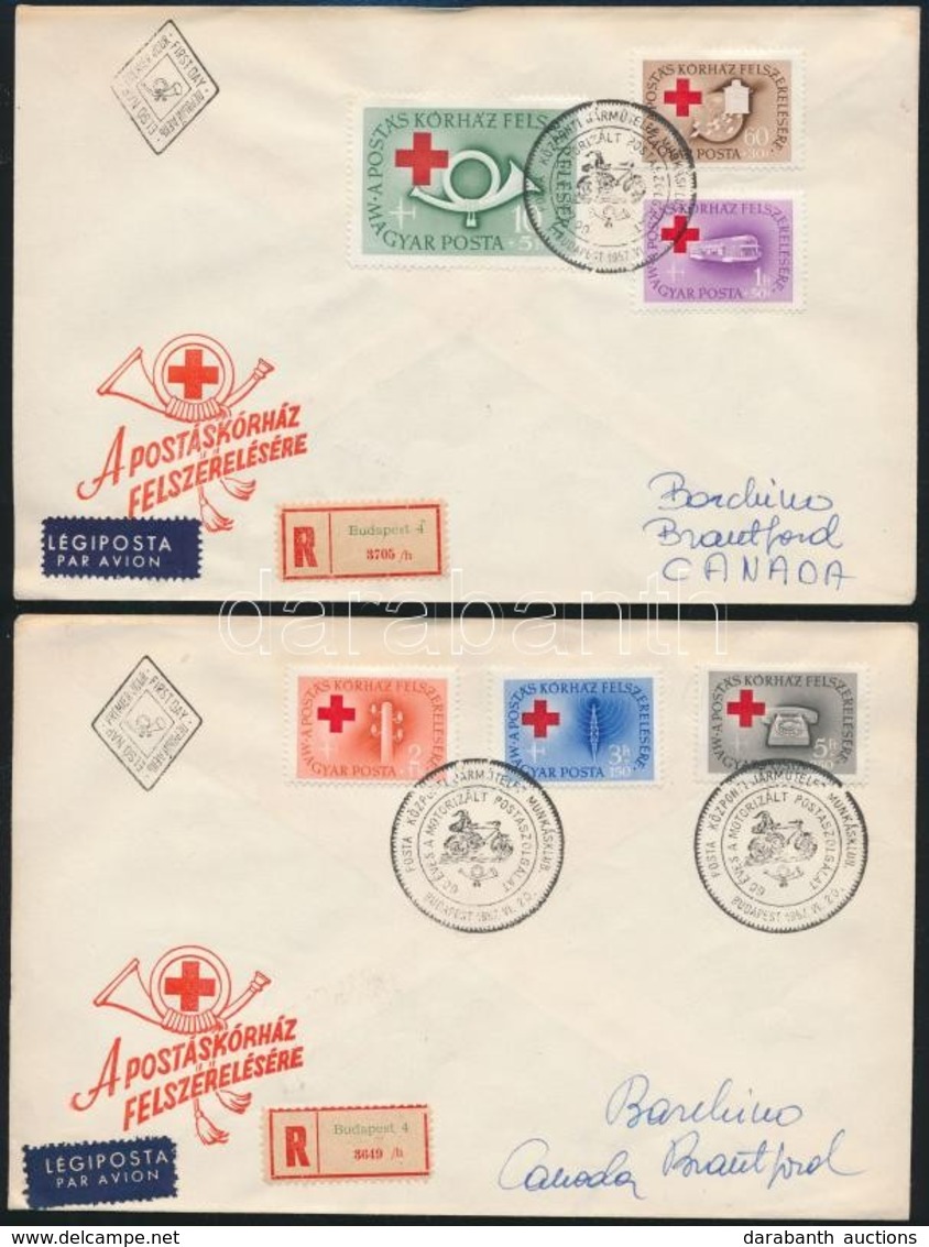 1957 Postáskórház Sor 2 Db Ajánlott Légi FDC-n Kanadába - Andere & Zonder Classificatie