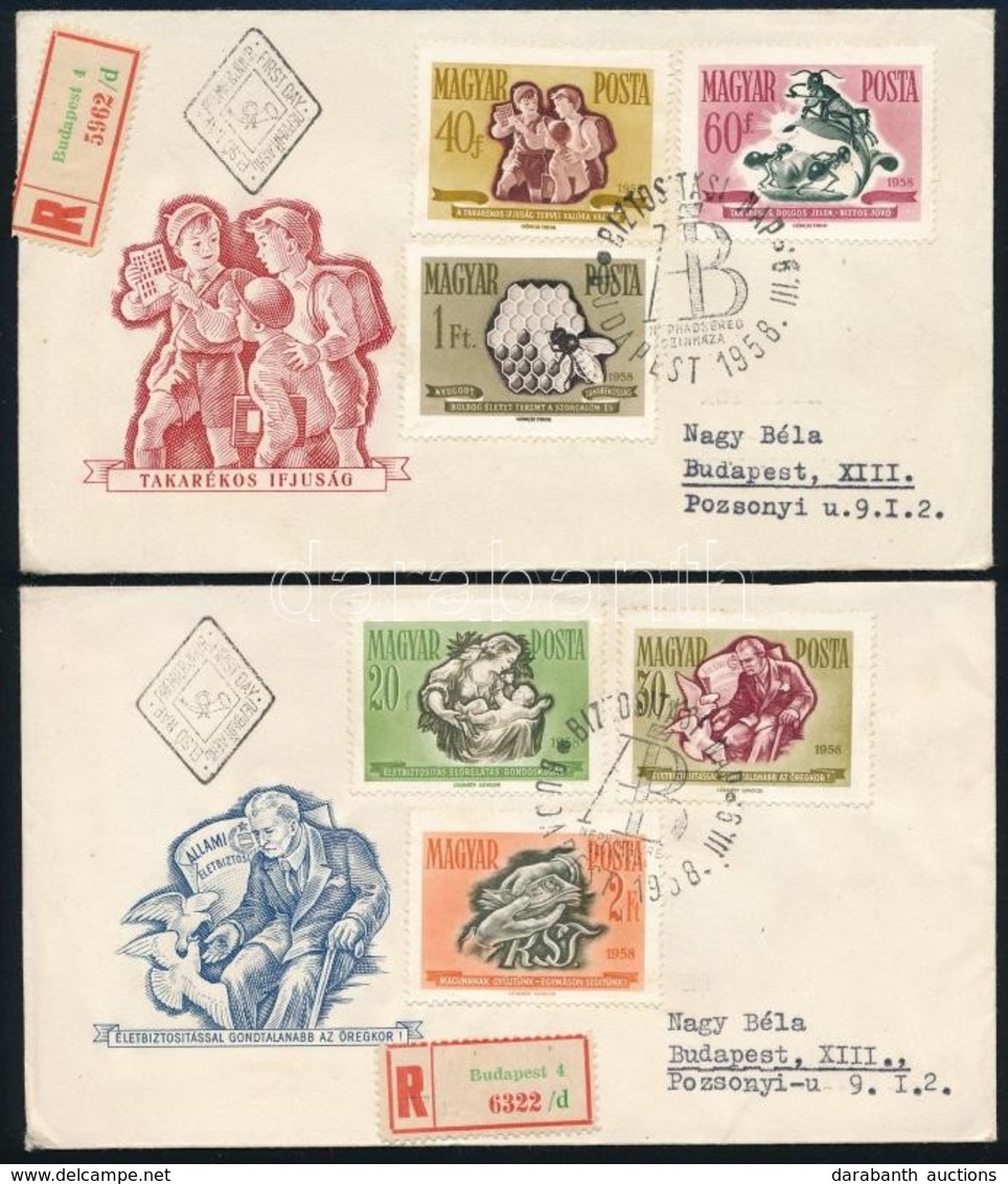 1958 Takarékosság és Biztosítás Sor 2 Db Ajánlott FDC-n - Altri & Non Classificati